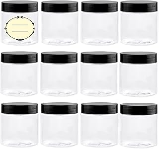 TUZAZO 4 Oz Plastic Containers with Lids and Labels BPA Free, Clear Empty Refillable Round 4oz Plastic Jars with Lids for ...