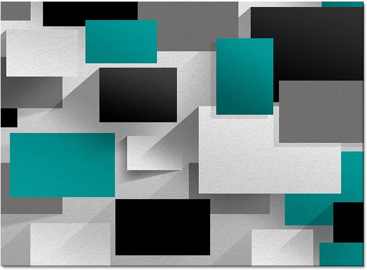 White Grey Black Teal Area Rugs, Modern Abstract Art Geometric Living Room Rug, Non-Slip Backing Rubber Crystal Velvet for Game Room Bedroom Living Room Lounge Nursery（2x3ft）