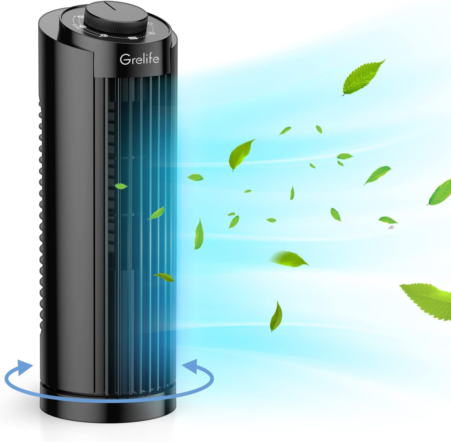 GrelifeOscillating Fan, Desk Table Fan with 3 Speeds, Quiet Cooling, Tower Fans 70° Oscillation, 13'' Portable Small Bladeless for Bedroom Home Office Desktop