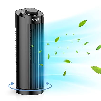 NISMILE Oscillating Fan, Desk Table Fan with 3 Speeds, Quiet Cooling, Tower Fans with 70� - degree Oscillation, 13' Portable Small Bladeless Fan for Bedroom Home Office Desktop