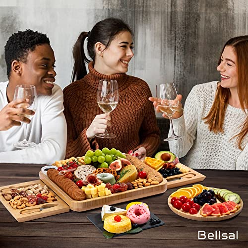 Bellsal Extra Large Charcuterie Board Set With 2 Drawers, Bamboo Cheese Board And Knife Set, House Warming Gifts New Home, Anniversary & Wedding Gifts For Couple, Housewarming Gift New House #TOP4