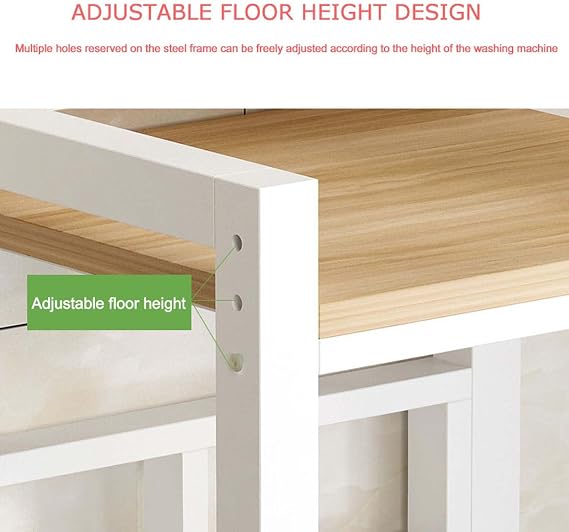 3 Tier Drum Washing Machine Cabinet Storage Shelf Stacking Kit for Washer and Dryer Laundry Room Organizer with 300kg Capacity