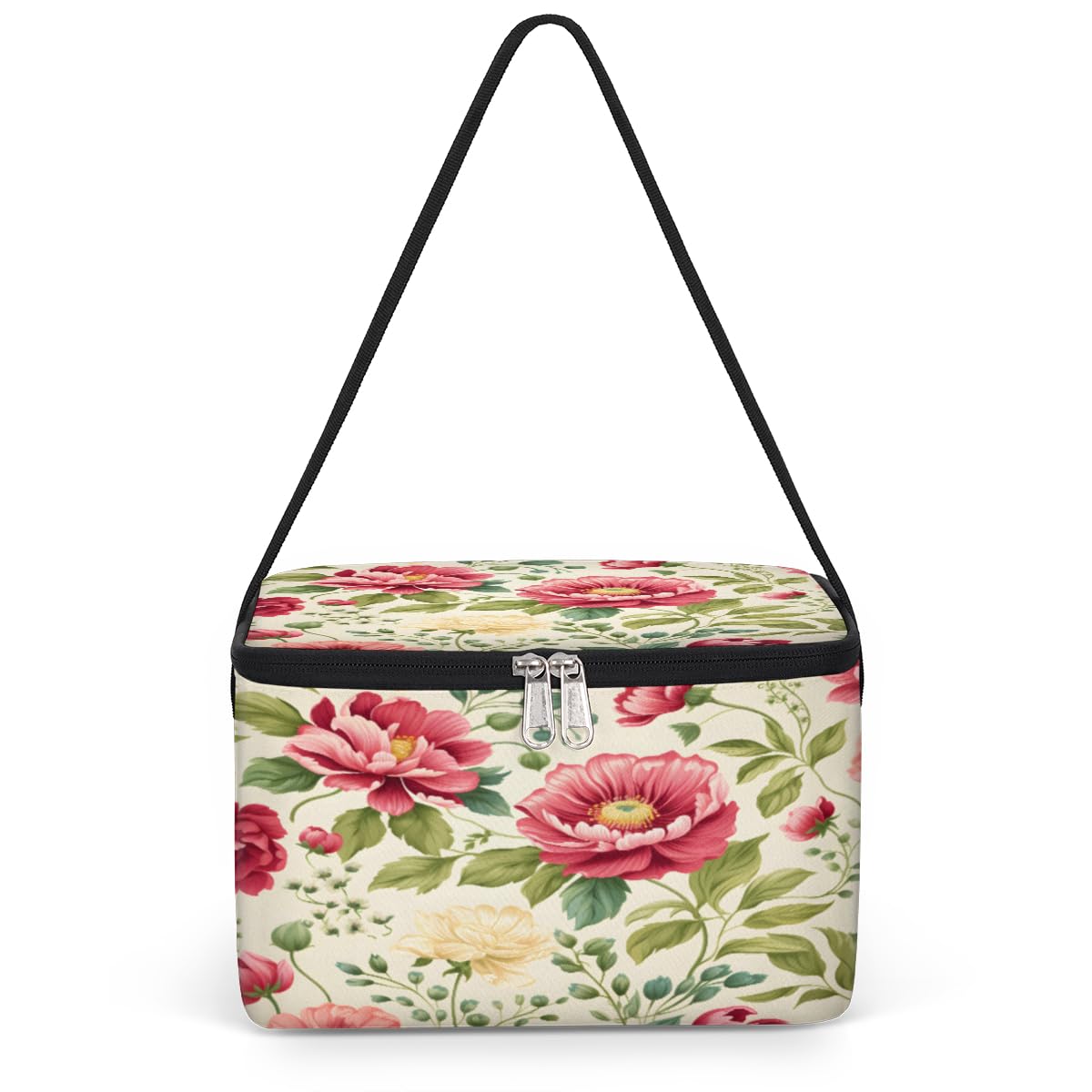 GzLeyigou Flower with Leaves Lunch Bags for Women Men 9 Cans, Hot & Cold Food Delivery Bag Insulated Grocery Bag Insulated Lunch Box Beautiful Cooler Bag for Office Work Picnic Beach