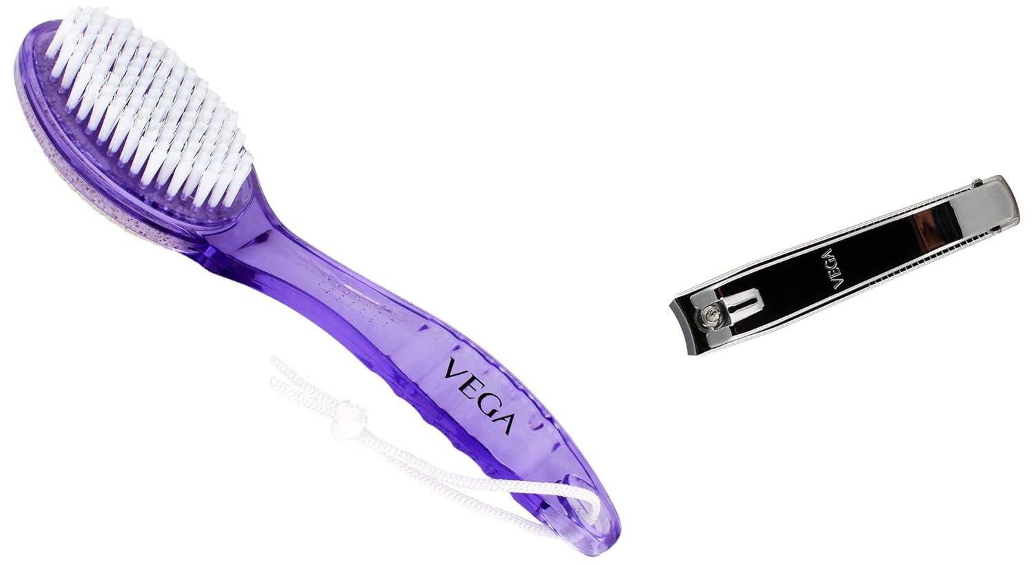 Vega Pumice Stone/Nail Brush with Handle, Color May Vary & Vega Nail