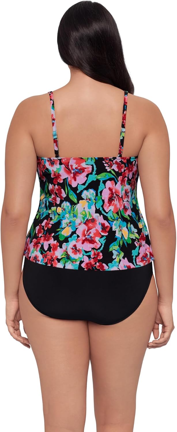 Trimshaper Women's Double Tier Ronnie Swim Tankini Top with Fully Lined Back and Bra Support
