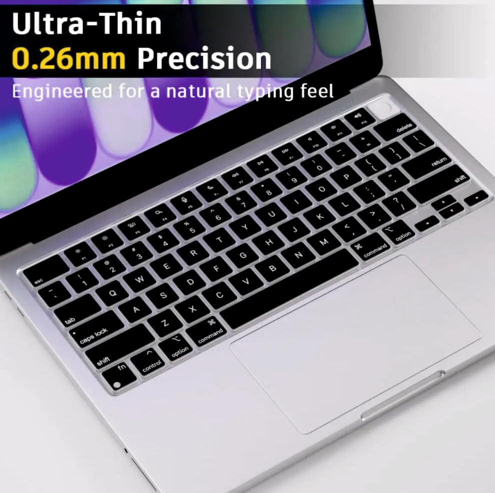 Image of Keyboard Cover Skin for New MacBook Neo 13 inch 512GB 2026 with Apple A18Pro Chip /A3404, Premium Ultra Thin Keyboard Protector for MacBook Neo 13 inch Accessory With TouchID - Black