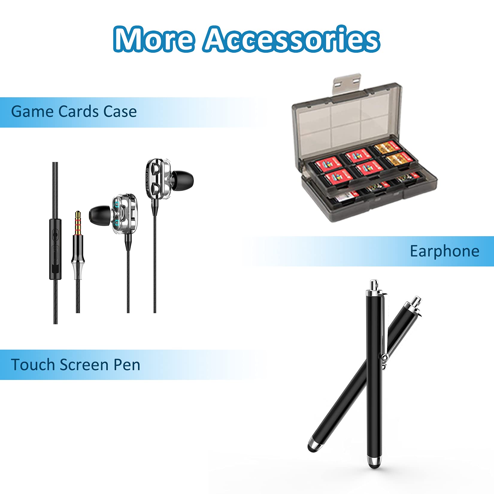 HEYSTOP Nintendo Switch Tasche Bundle 27 in 1 Tragetasche Case mit Schutzhülle, Griff, Aufbewahrung, Ladestation, Schwarz