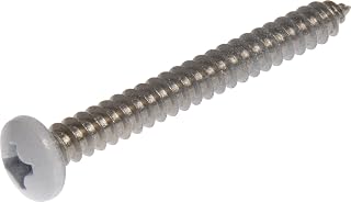 The Hillman Group 44449 White Pan Head Phillips Sheet Metal Screw, 10-Inch x 2-Inch, Stainless Steel, 15-Pack