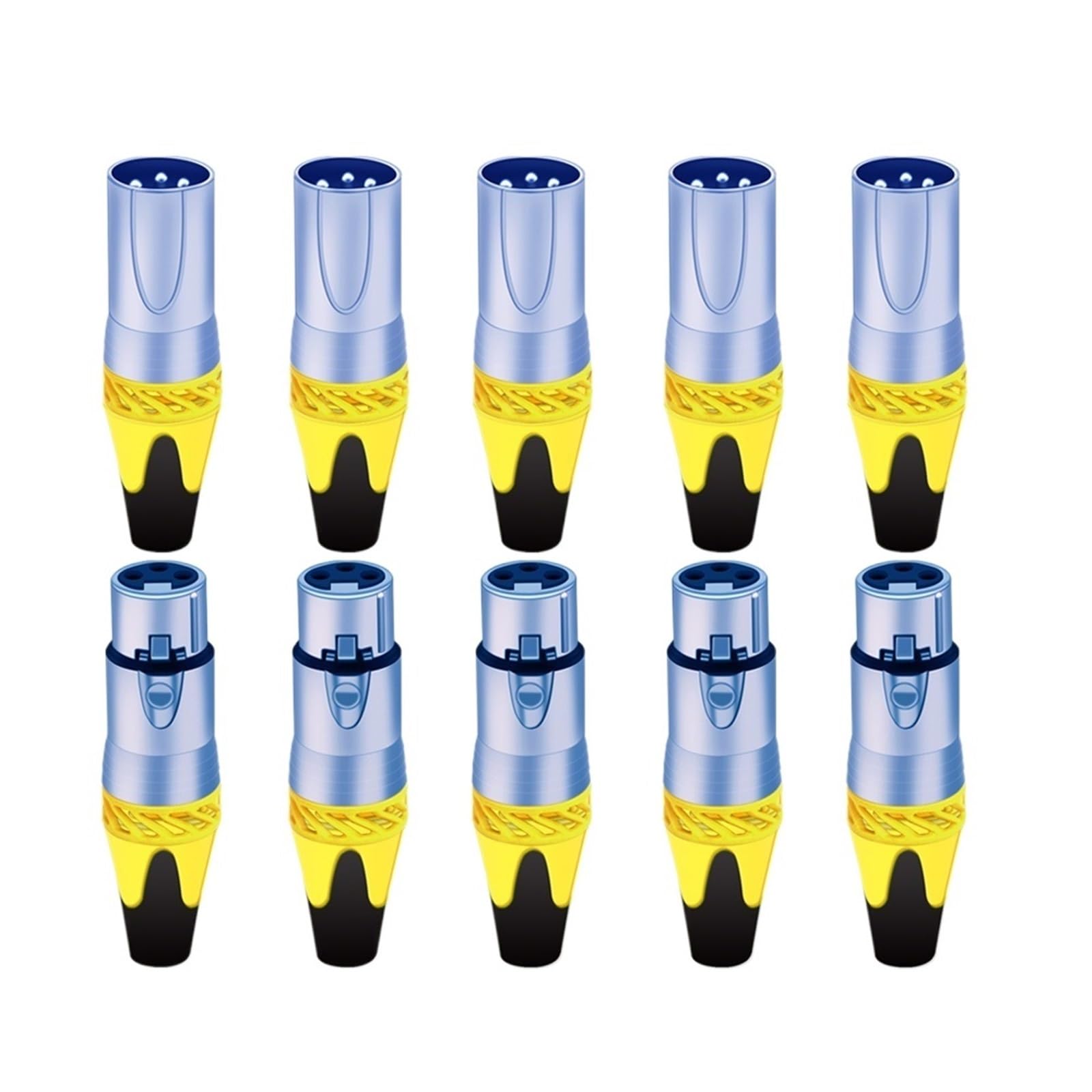 Conector XLR de 3 pines amarillo elimina ruidos en cables de micrófono con terminal para soldar