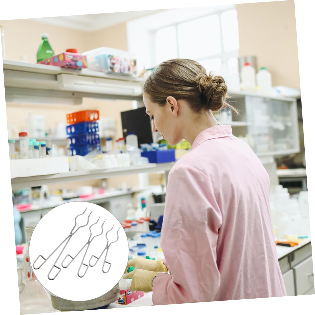 FUNOMOCYA 3pcs Crucible Holder Test Tube Clamp Silver Stainless Steel Clamp Tool Lab Flask Clamp