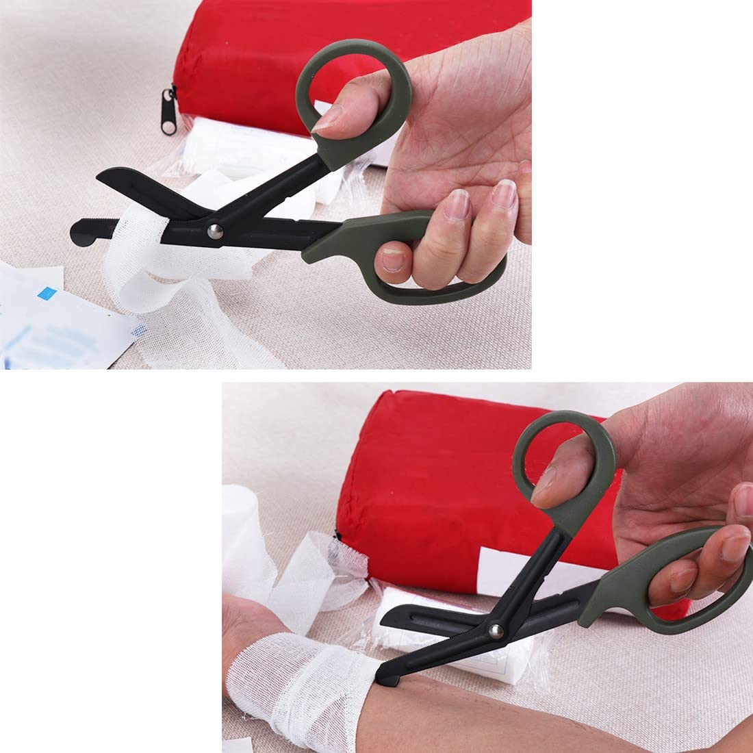 Forbici mediche Forbici per bendaggi in acciaio inossidabile EMT Forbici da trauma per kit di pronto soccorso da viaggio all'aperto (Verde Scuro)