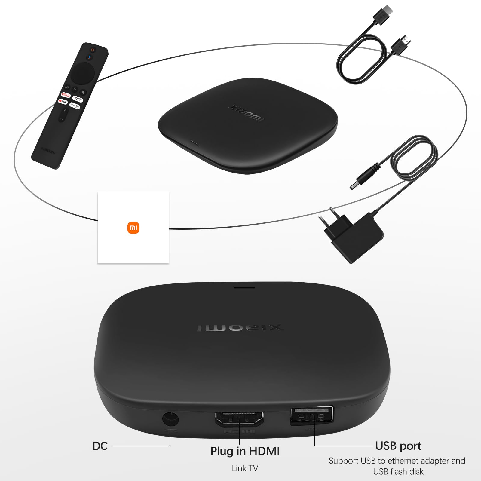 Xiaomi Mi TV Box S 3rd Gen, 2GB RAM + 32GB ROM, Wi-FI 6, Streaming 4K Ultra HD, Bluetooth, Soporta Google TV, Nero