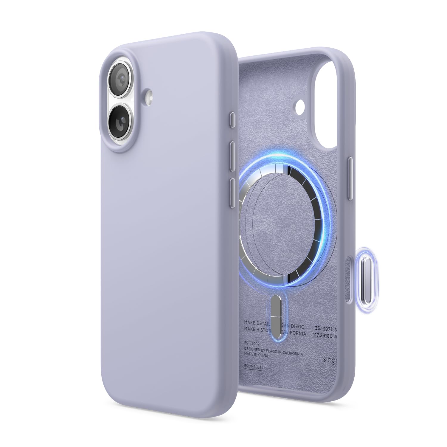 elago Cover Magnetica in Silicone Liquido per iPhone 17 (6,3") – Compatibile con MagSafe, Antiurto, Sottile, Finitura Soft-Touch (Viola)