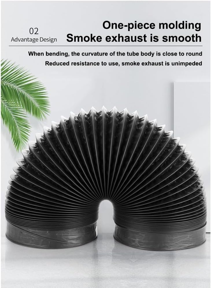 1pc Flexible Aluminum Foil Exhaust Pipe for HVAC, Kitchen & Bathroom - 150-200mm Inner Diameter, 1.5-6M Length,(Black,3mx180mm)