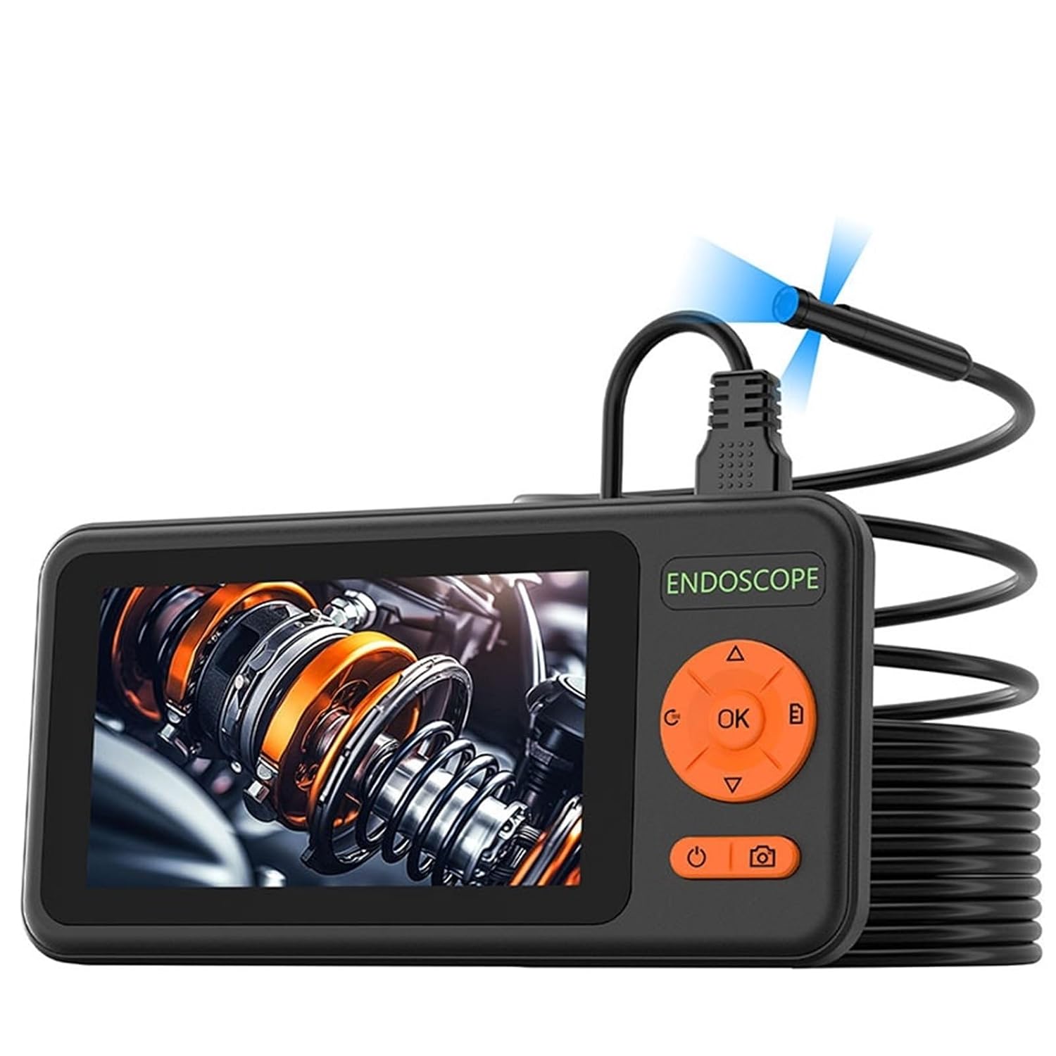5'' Screen Industrial Endoscope HD1920 5.0MP Autofocus Camera HD1080P Single Dual Triple USB Car Inspection Borescope Take Photo(5m,5.5MM Single Rigid)