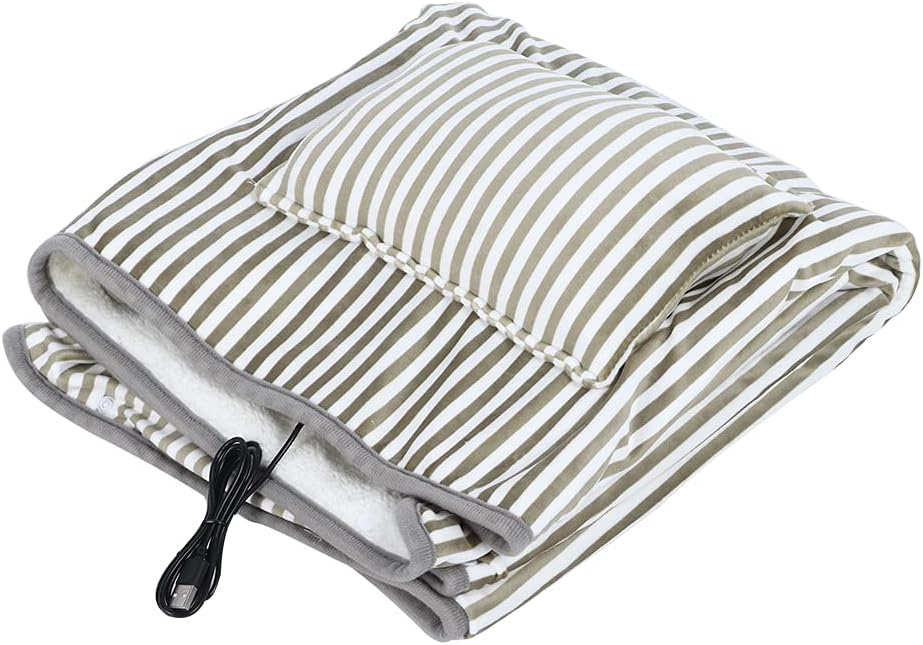 AUNMAS Multifunctional Electric Blanket, USB 5V 2A Warm Electric Heated Blanket Portable Knee Blanket for Car Home Office Pet Use (Dark Gray)