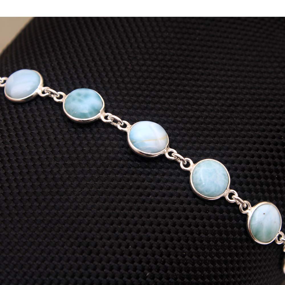 Christmas Special Natural Larimar Gemstone Handmade Bracelet 925
