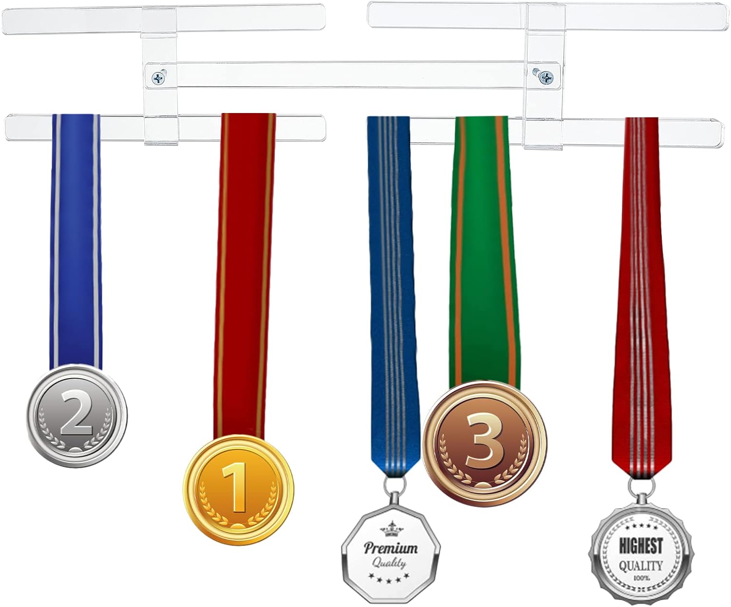 AHANDMAKER Medal Hanger Display, Clear Acrylic Medal Holder Racks Wall Mount Easy to Install
