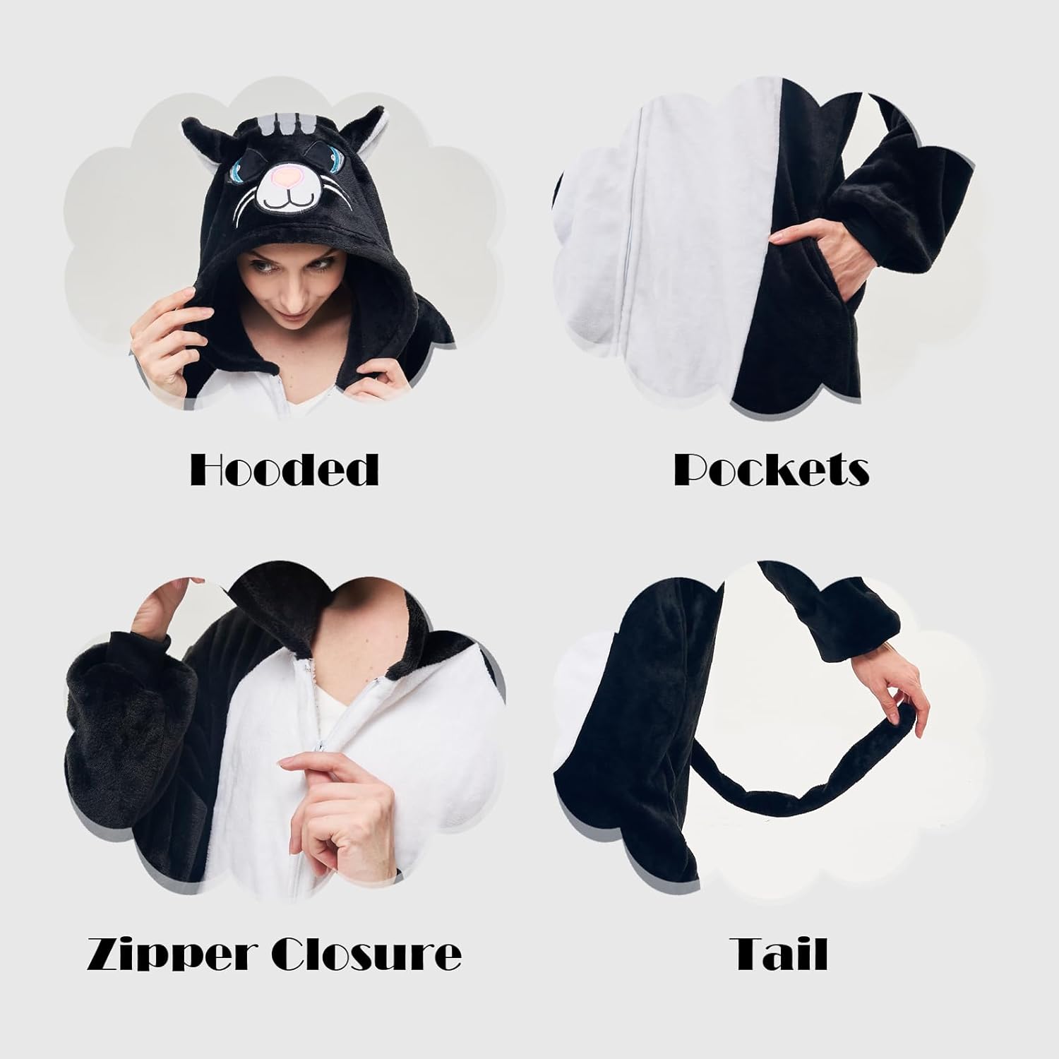 NEWCOSPLAY Unisex Adult Onesie Pajamas Animal One Piece Costume Cosplay Sleepwear - Image 5