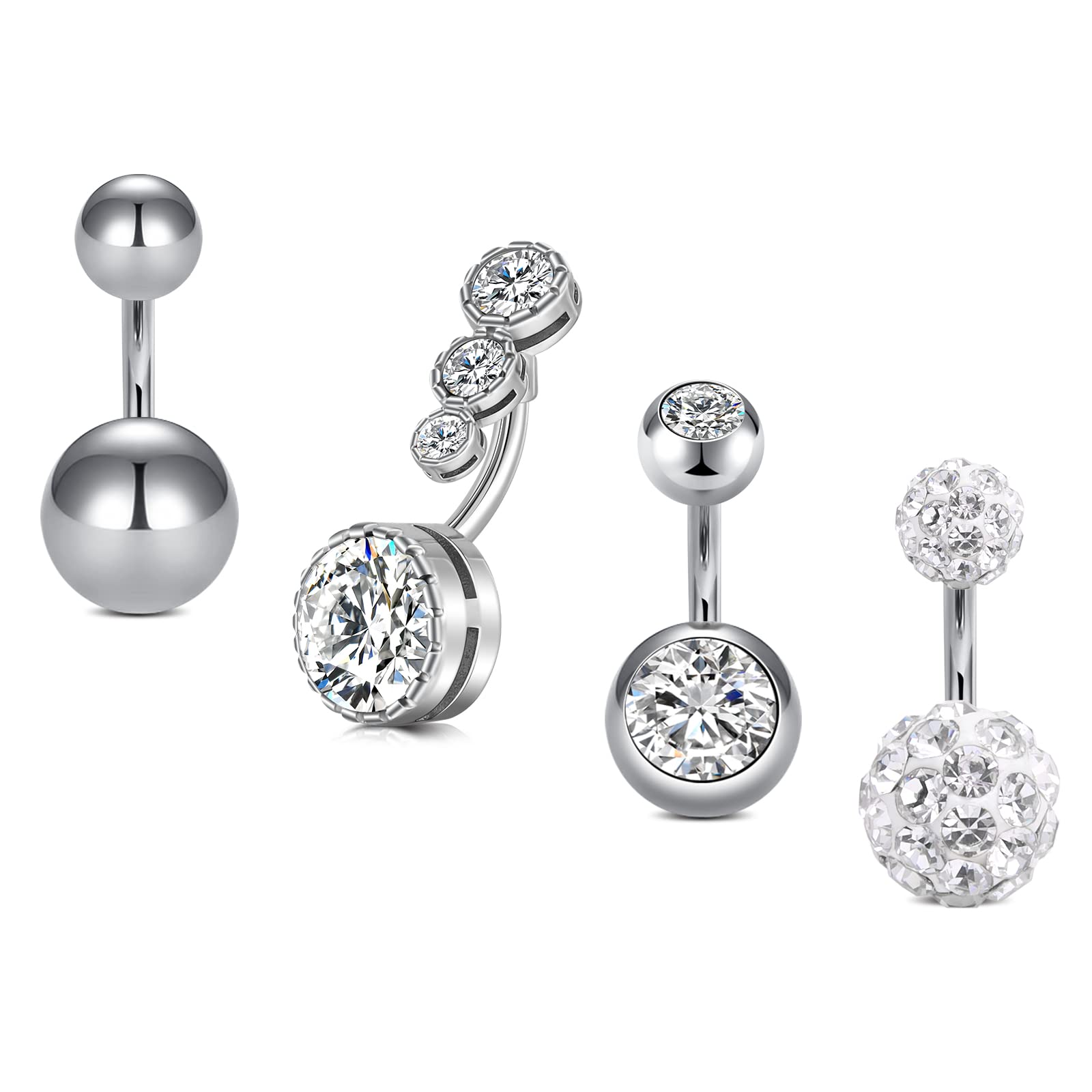 Mayhoop Anillo del Ombligo Piercing del Ombligo Acero Inoxidable 14G 10mm Ópalo Mármol para Las Mujeres y Las niñas Joyería del Cuerpo del Vientre 6/8/10mm