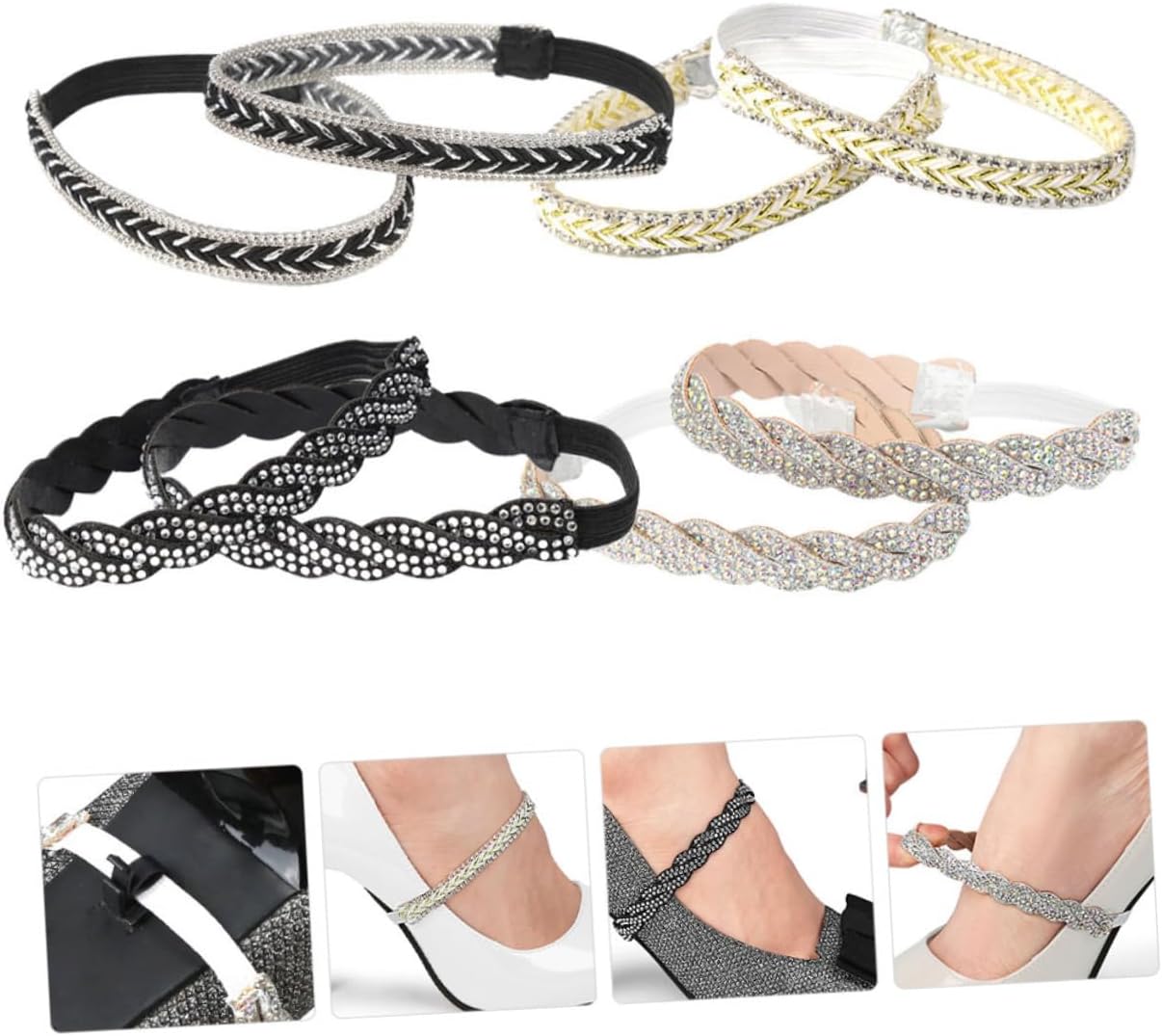 Ipetboom 4pairs Adjustable Shoe Straps for High Heels Lace Band Shoelace Female Heel Band High Accessory Shoelace Fixing Strap Daily Use