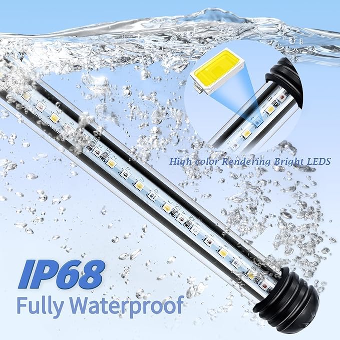 Image of Submersible Aquarium Light for Fish Tank,Full Spectrum Fish Tank Light with Timer Auto On /Off, LED Aquarium Light Bar 3 Lighting Modes Dimmer Adjustable Brightness,23.2inch (with timer&dimmer)