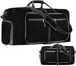 65L Foldable Duffle Bag, Waterproof Travel Duffle Bag, Gym Bag with Shoes Compartment and Adjustable Strap, Overnight Bag for Men Women Travel Camping Fitness Sports Gym (Black)