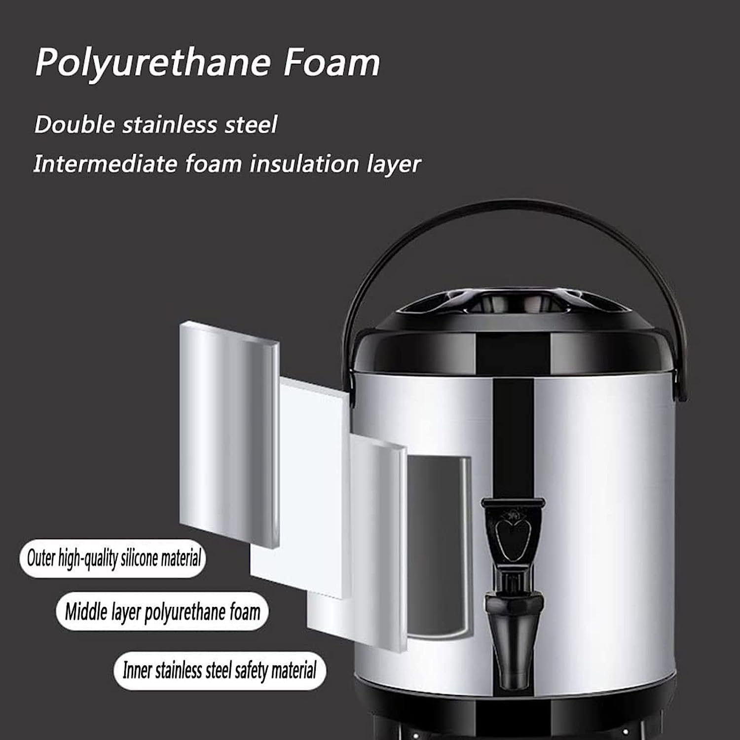 Dispensador de agua caliente con grifo, termo de acero inoxidable para catering, hervidor de agua con termostato de 6 l/8 l/10 l/12 l, termo de café comercial con barril aislado, aislado durante 10