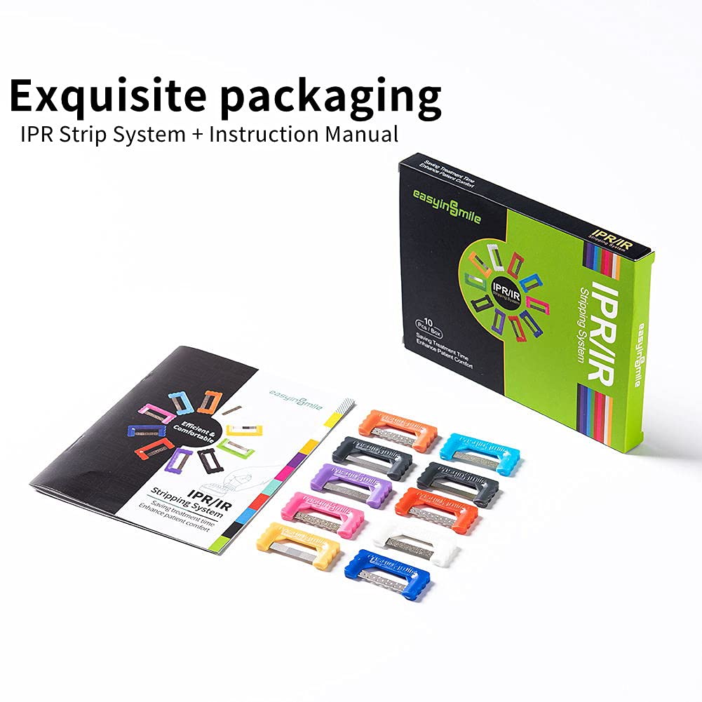 Easyinsmile Dental IPR Strip System 10PCS Orthodontic Interproximal Reduction Enamel Kits (B/Multi-Color)