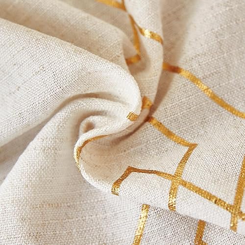 Miniatura 8 de ugoutry Panel texturizado de lino dorado para dormitorio, cortinas bohemias geométricas metálicas para sala de estar, 84 pulgadas de largo, cortinas