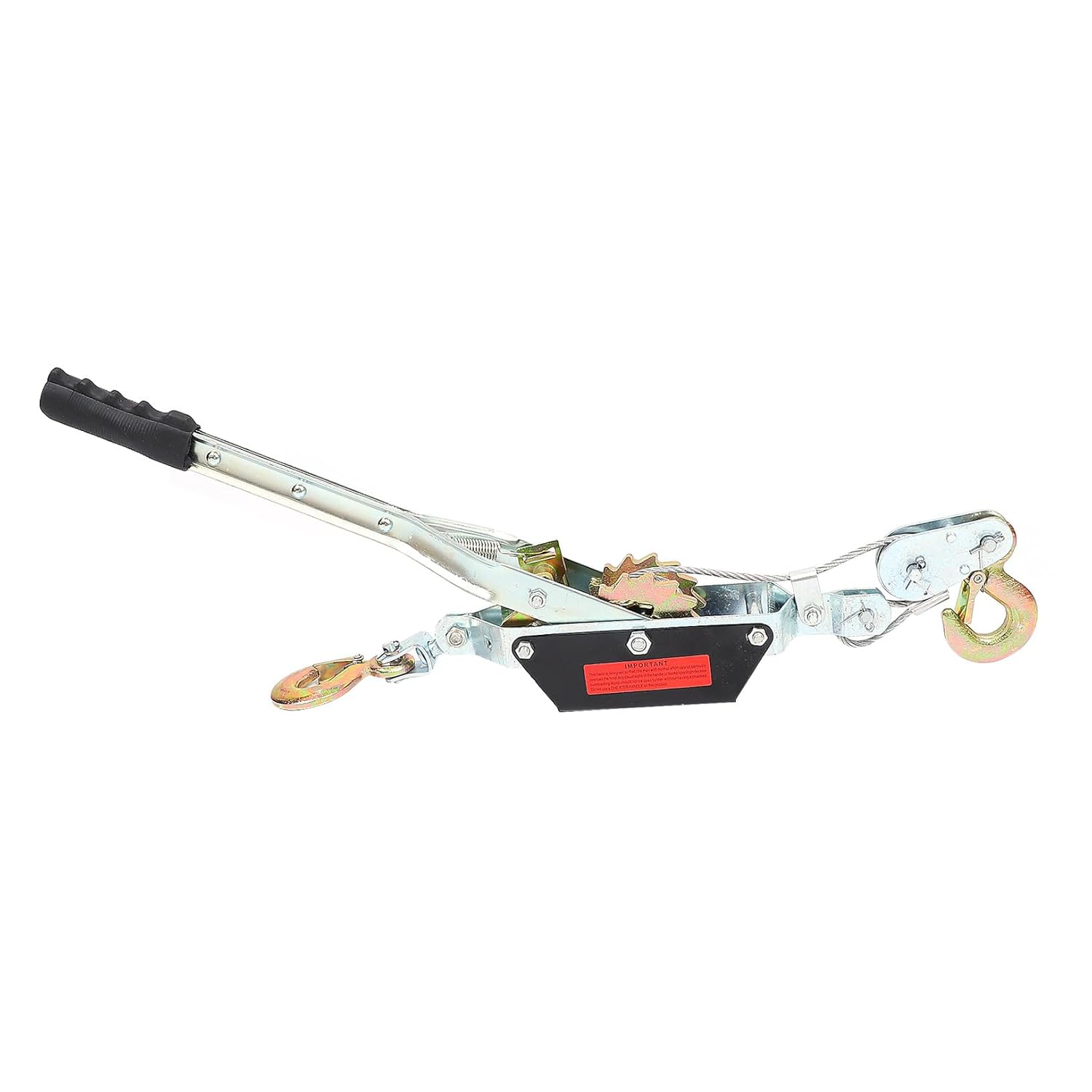 Veemoon 2t Power Puller Cable Grip Lightweight Dual Hook Ratchet Tool with Steel Cable Portable Hand Winch for Automotive and Heavy Loads Steel Construction Anti-Slip Handle for Easy Use