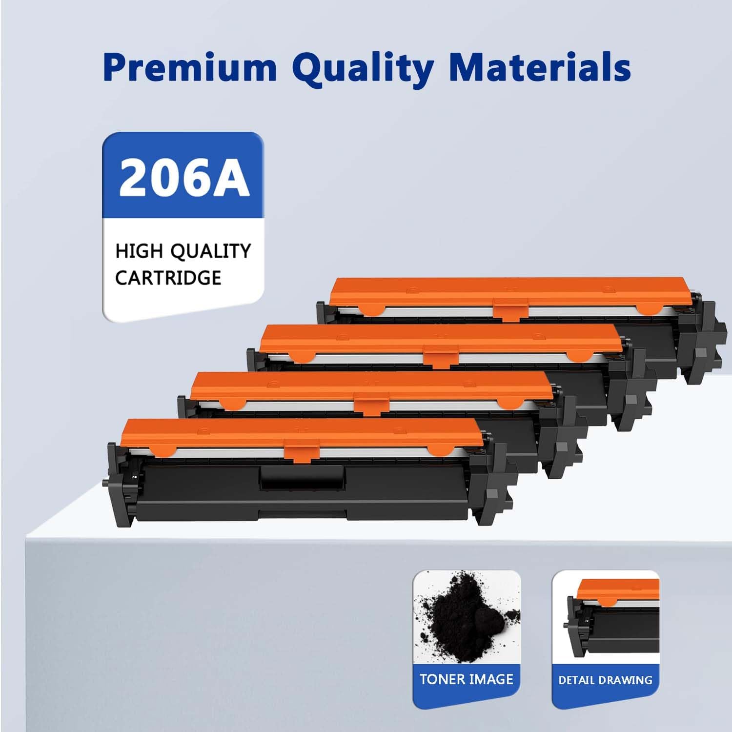 206A Toner Cartridges 4-Pack Compatible 206A W2110A W2111A W2112A W2113A Replacement for HP 206A Toner Cartridges Set Pro M255 m255dw, Color Pro MFP M283fdw M282, M283 Printer (by, C, M, Y)