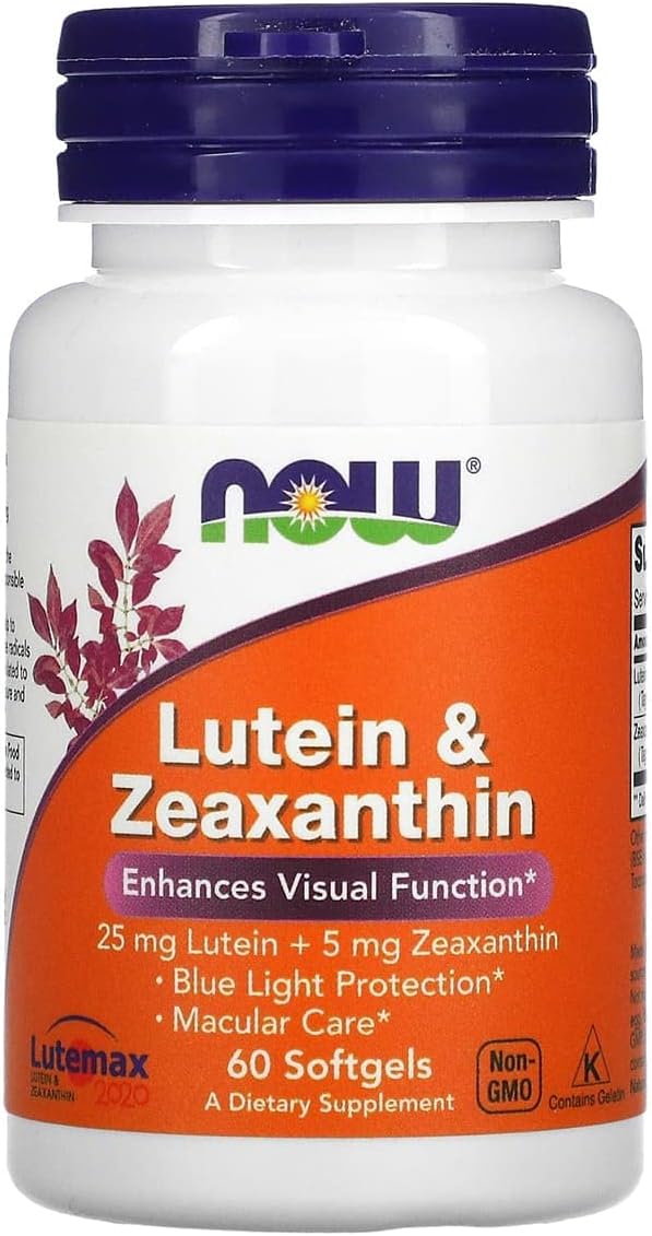 Now Supplements, Lutein & Zeaxanthin with 25 mg Lutein and 5 mg Zeaxanthin, 60 Softgels (2 Pack)