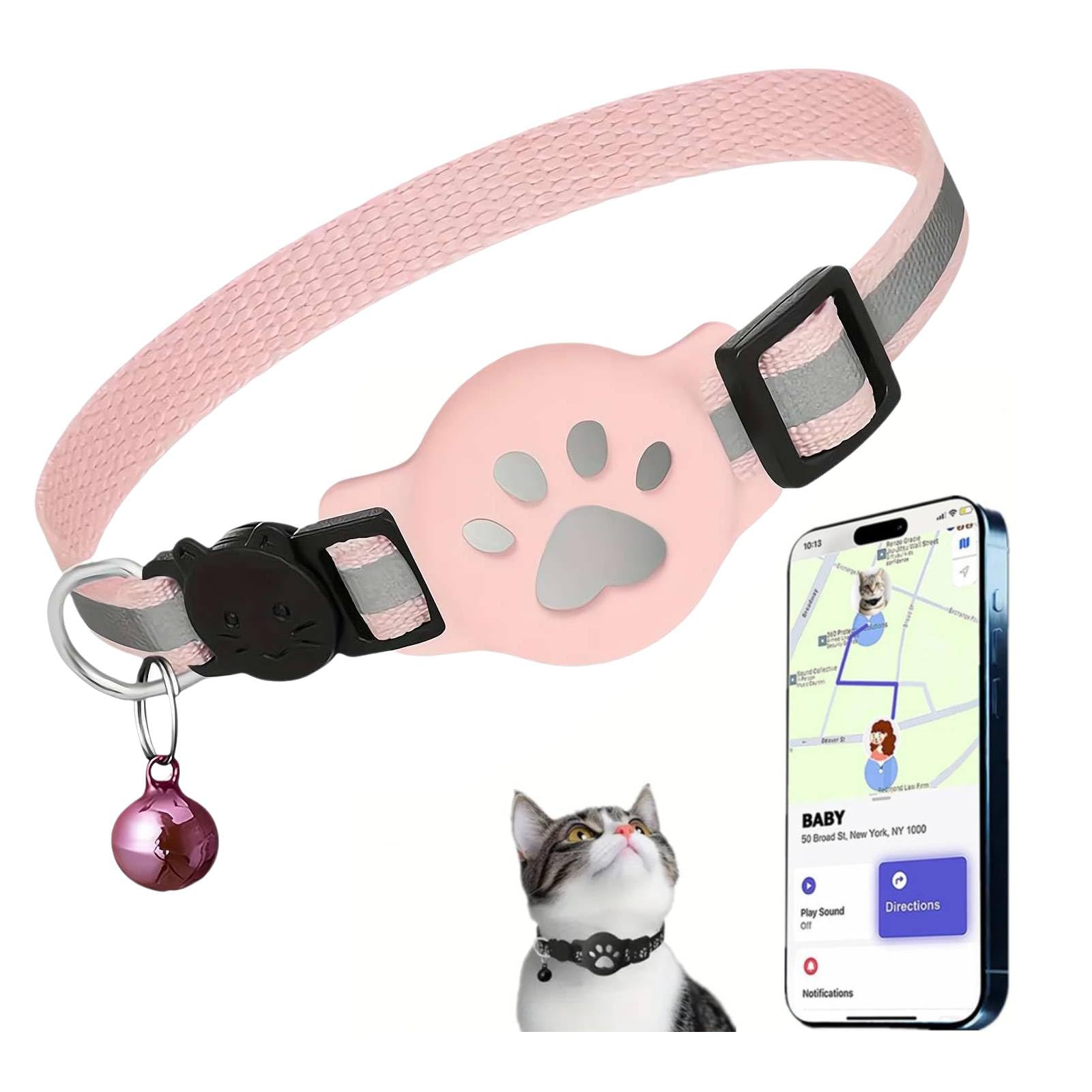 Collar rastreador de gatos para gatos pequeños, rastreador GPS en tiempo real sin tarifa mensual, no requiere SIM, grabador antipérdida, collares GPS para mascotas, funciona solo con iOS, impermeable