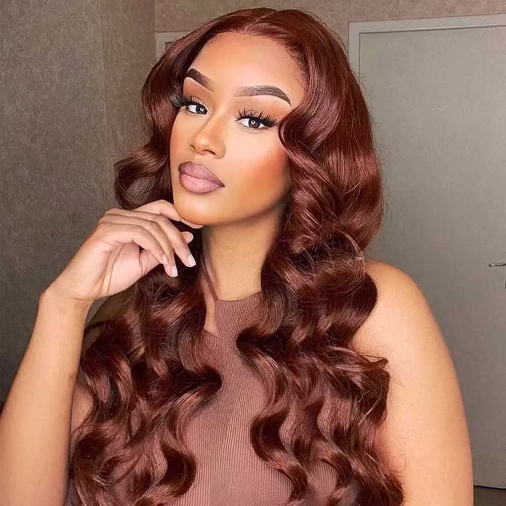 Amazon.com : 33# Reddish Brown Body Wave Invisible Lace 