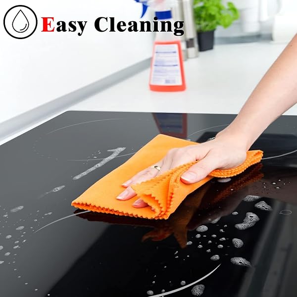 Hobsir hob Ceramic Hob 60 cm Electric Hob 4 Zone with Touch Control 6000W 9 Power Levels Safety Lock Auto switch off safety Residual heat indicator Hard Wire, No Plug Included - 4