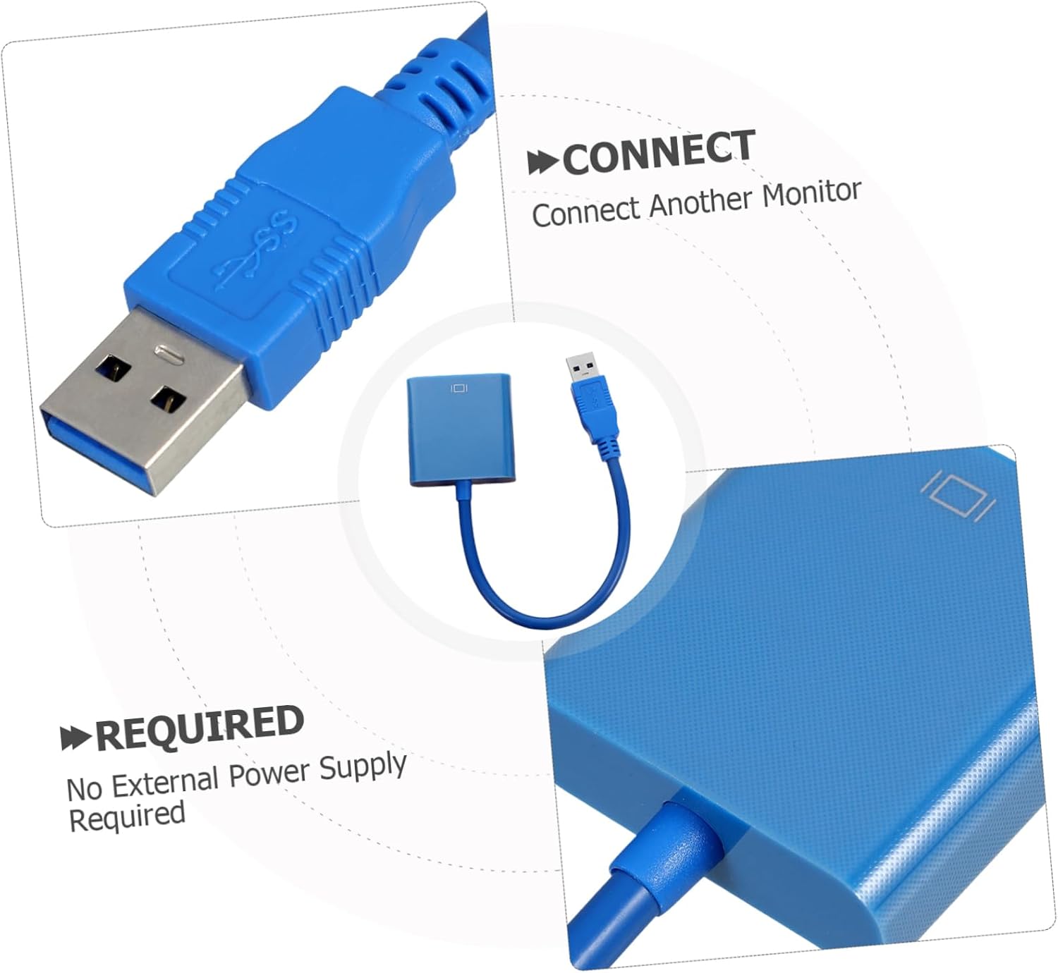 MERRYHAPY USB to Adapter Cable External Video Converter for Monitor No External Power Needed Clone Extend Desktop Compatible