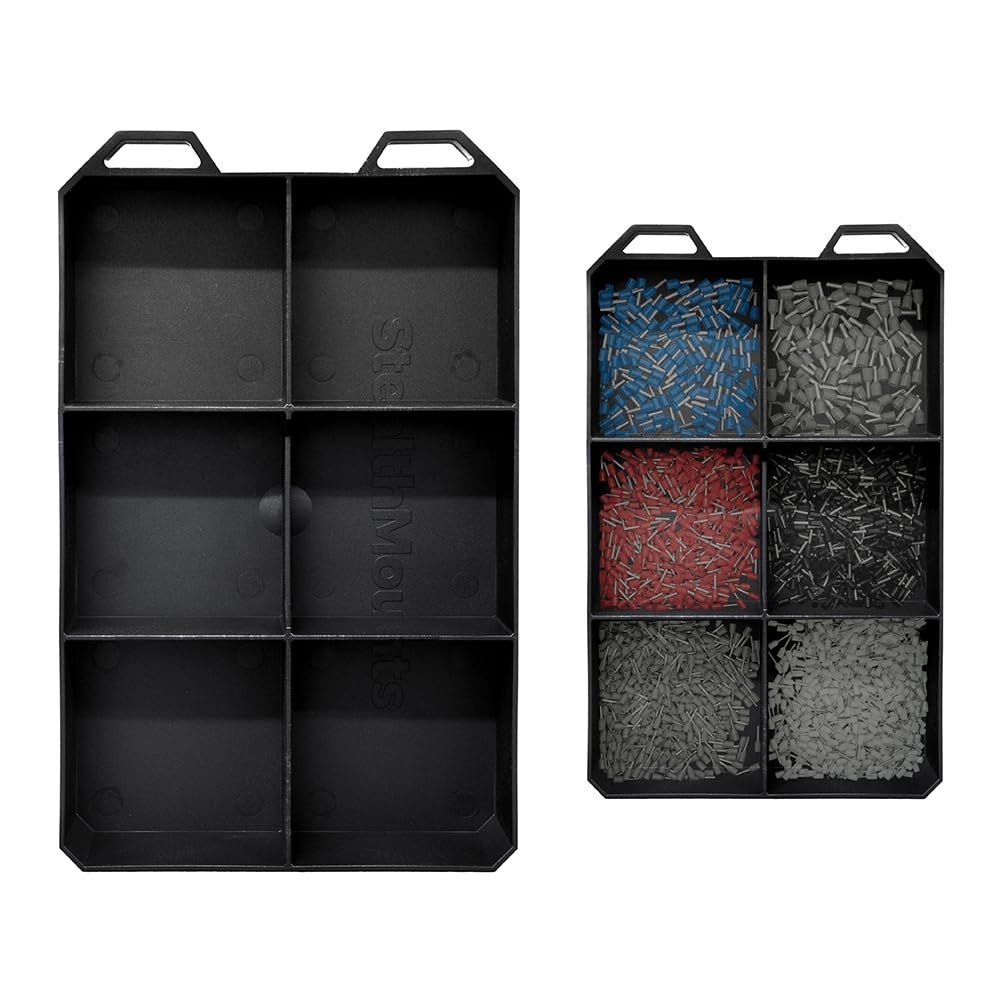 StealthMounts Six PacTray | 6-Compartment ABS Tool Tray Compatible with Milwaukee PACKOUT | Organiser for Tools, Nuts, Bolts & Small Parts | Workshop, Garage & Van Storage | Made in the UK