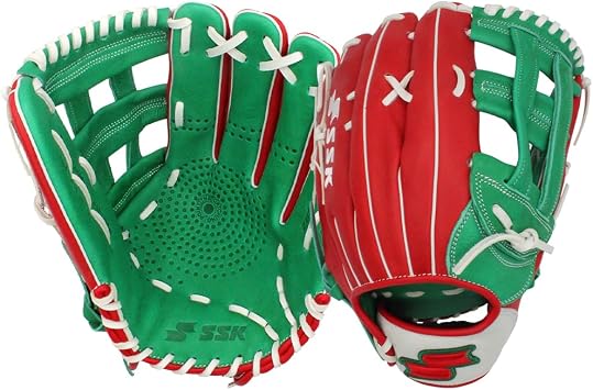 SSK ZSLOW DIMPLE Slowpitch Softball Glove Game Ready 12.5 - 13 - 13.5 - 14 Right & Hand Left Hand Throw (Red/Kelly/White, 13 - Left Hand Throw)