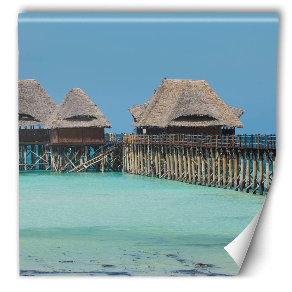 Feeby Cartel de pared XXL zona tropical 200x200 cm Azúl Papel no tejido