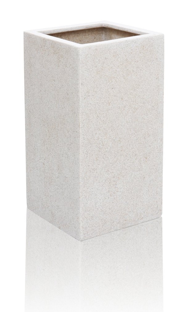 Primrose White Polyterrazzo Tall Cube Planter Small 60cm x 30cm (23.6in x 11.8in)