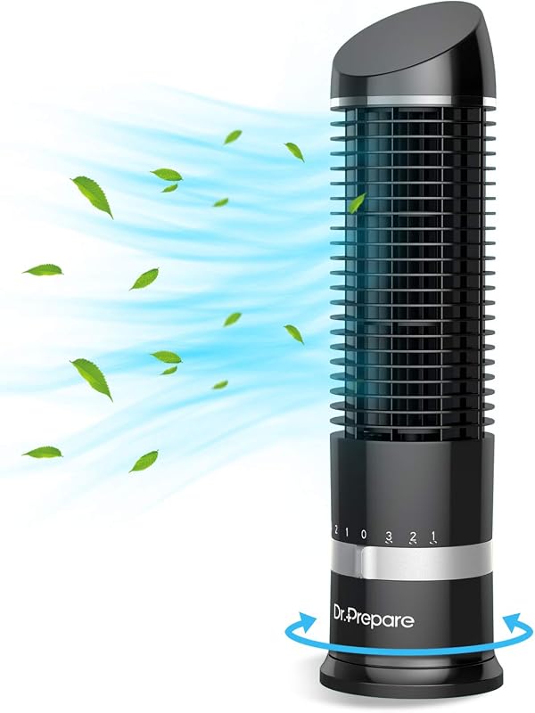 Oscillating Tower Fan, Desk Table Fan with 3 Speeds, Quiet Cooling, 60° Oscillation, 16 Inch Personal Small Bladeless for Bedroom Home Office Desktop