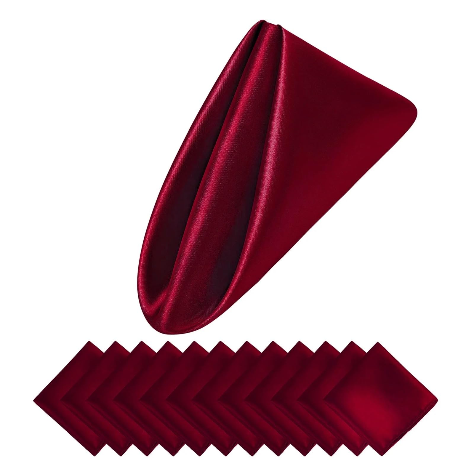 Serviettes de table pour décoration de fête rouge foncé en satin lavable