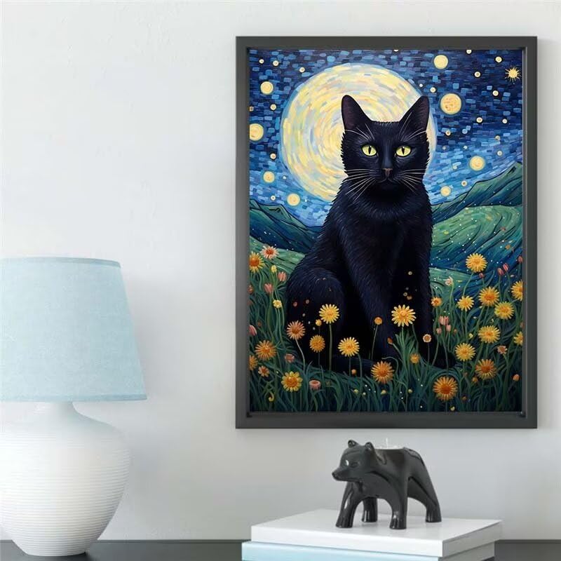 DAERLE 5D Gatto Diamond Painting Kit Completo, Pittura Diamante Gatto Carino Per Bambini DIY Strass Ricamo A Punto Croce Decorazione Per Casa 30x40cm - 10