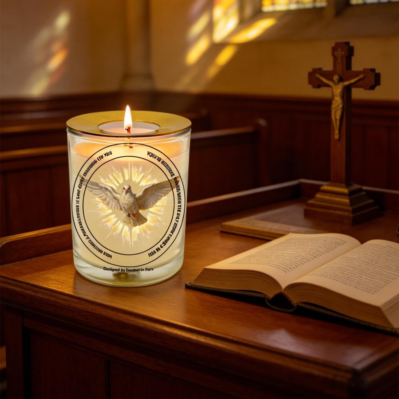 The Holy Spirit Soy Prayer Candle 50H with Warmer Ring image 4