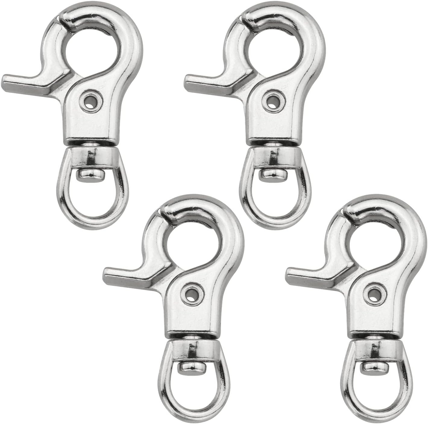 Snap Hook DGHAOP 4pcs Zinc Alloy 30mm Key Chain Snap Hook Door Lock Pets Cage Hook Belt Clip for Any Suitable Cage, Dog Traction Rope, Silver Tone