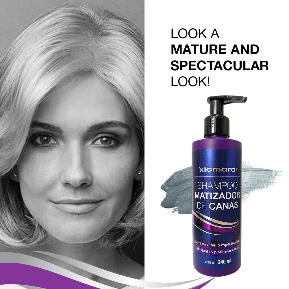 Xiomara Shampoo Matizador/Gray Toning Shampoo Abrillanta Platina Canas, 2-Pack of 8.11 Fl Oz each - Image 5