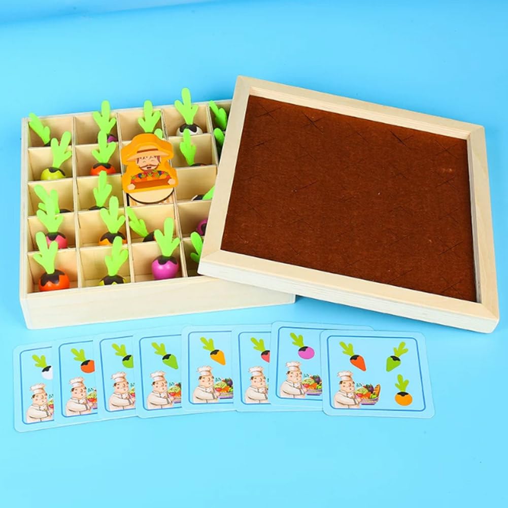 Jeu de mémoire et d'association des légumes en Bois Montessori