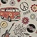 Gobelin Hippie-Party orange Meterware | Dekostoff, Bus, Fahrzeuge, Hipster, Peace - Preis gilt für 0,5 Meter