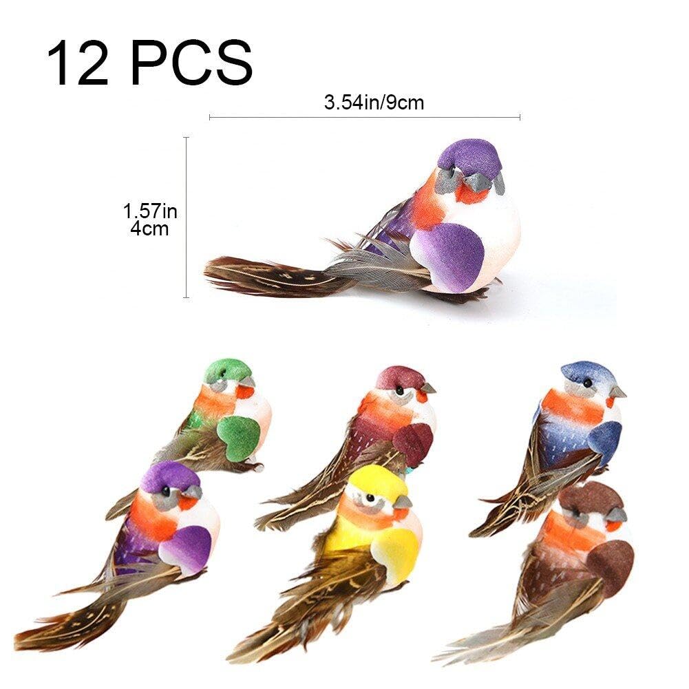 Amazon.co.jp: 小鳥模型 カラフルな人工羽 フォーム鳥 人工鳥 木の飾り